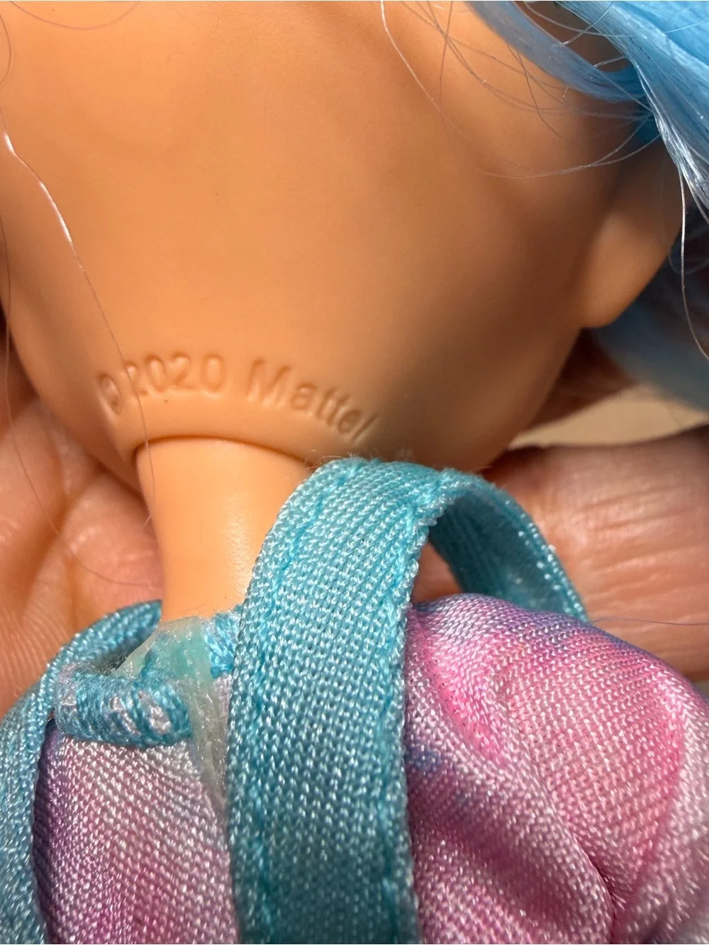 Mattel Doll with Bright Blue Hair and Pastel Dress